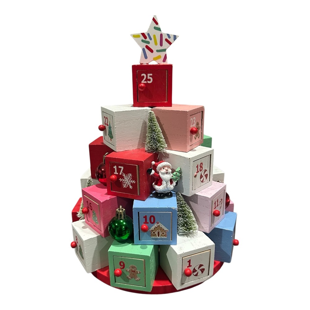 Ashland Christmas Sprinkle Shop Wooden Advent Calendar Tree 25 Drawers 12in